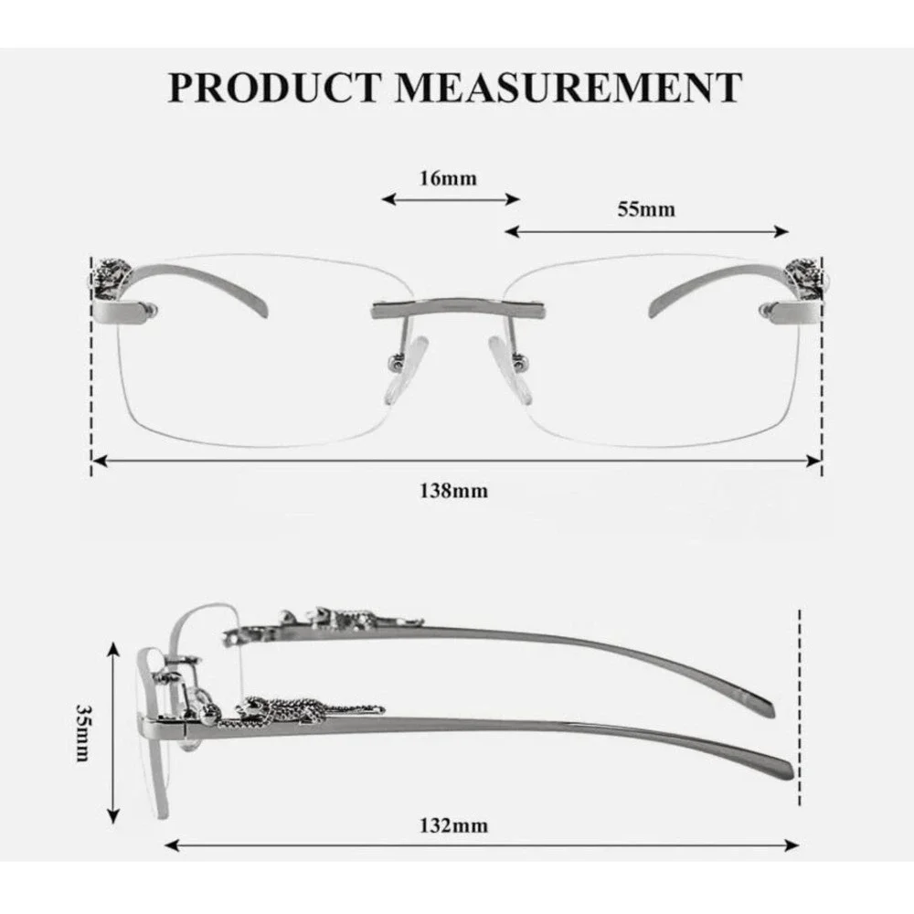 Rimless Rectangle Gold Clear‎ Eye Glasses Unisex Fashion Eyewear Casual Business